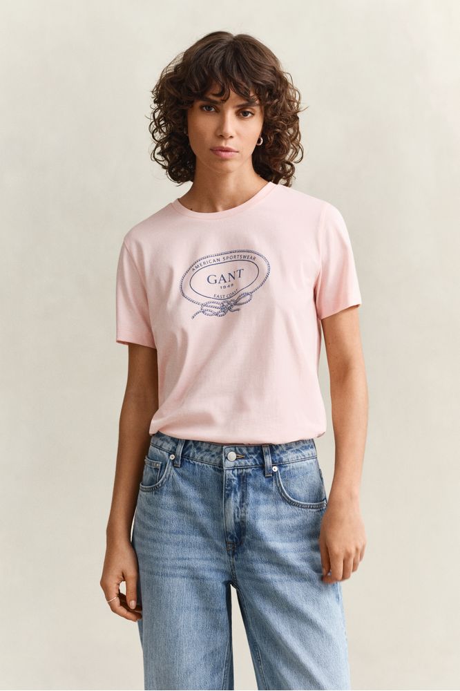 Gant Graphic Print T-Shirt Apricot Pink