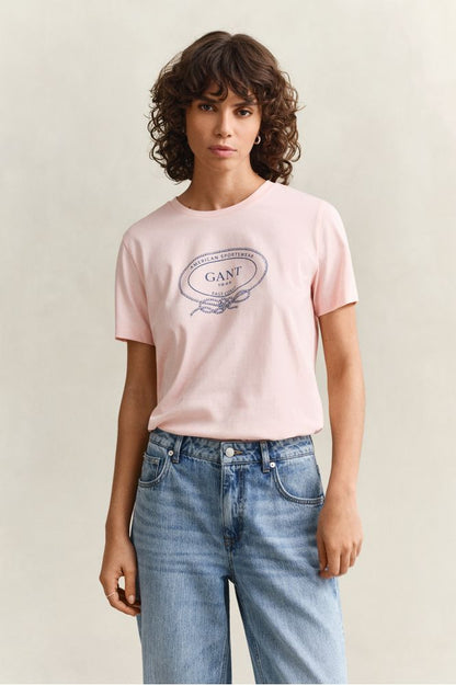 Gant Graphic Print T-Shirt Apricot Pink