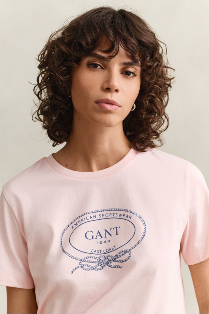 Gant Graphic Print T-Shirt Apricot Pink