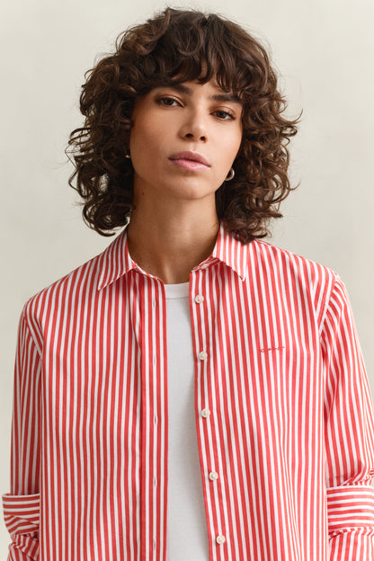 Gant Regular Poplin Striped Shirt Perfect Red