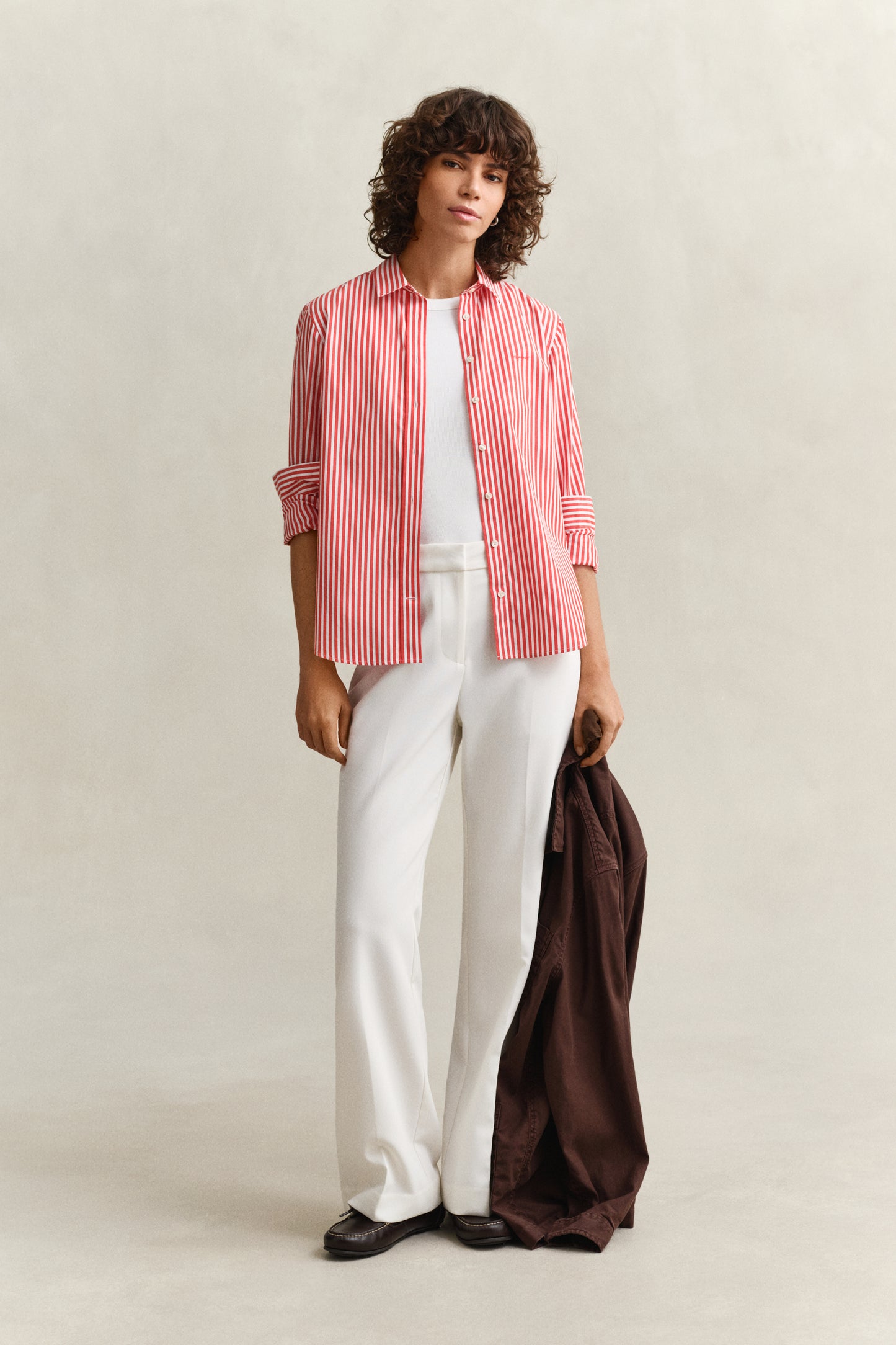 Gant Regular Poplin Striped Shirt Perfect Red