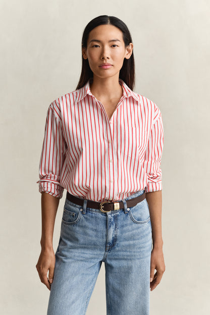 Gant Poplin Striped Shirt Perfect Red
