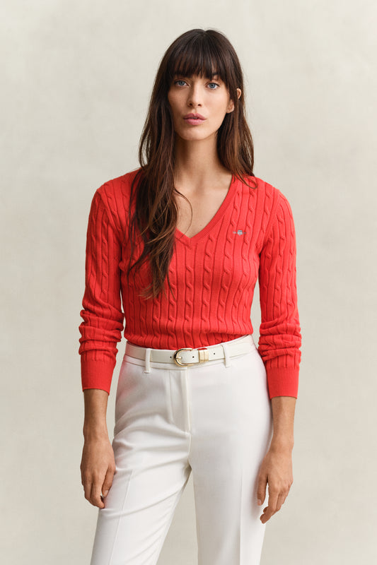 Gant Cotton Cable Knitwear Perfect Red