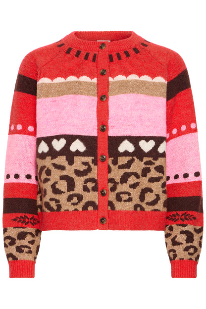 Ichi Livoni Cardigan Poinsettia Mulitpattern