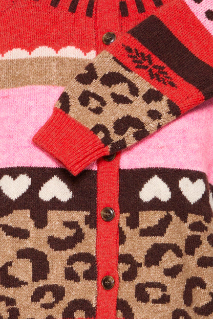 Ichi Livoni Cardigan Poinsettia Mulitpattern
