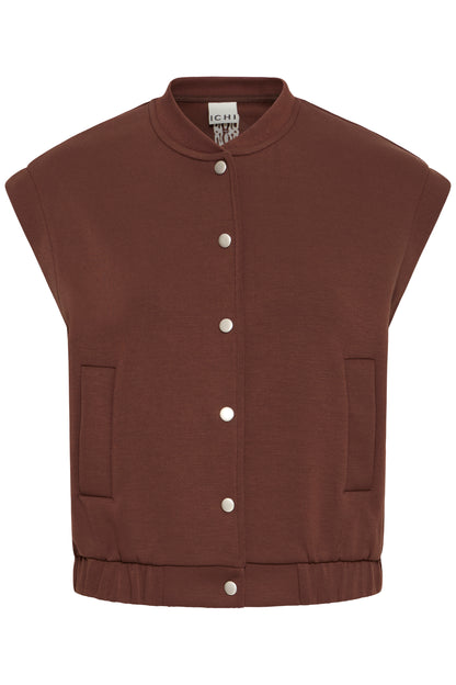 Ichi Cozy Waistcoat Brown Beige