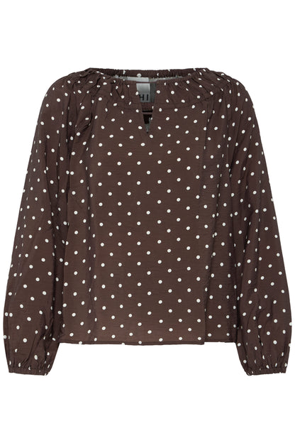 Ichi Forana Blouse Coffee Bean / Birch Dot
