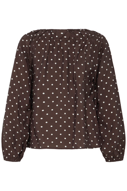 Ichi Forana Blouse Coffee Bean / Birch Dot