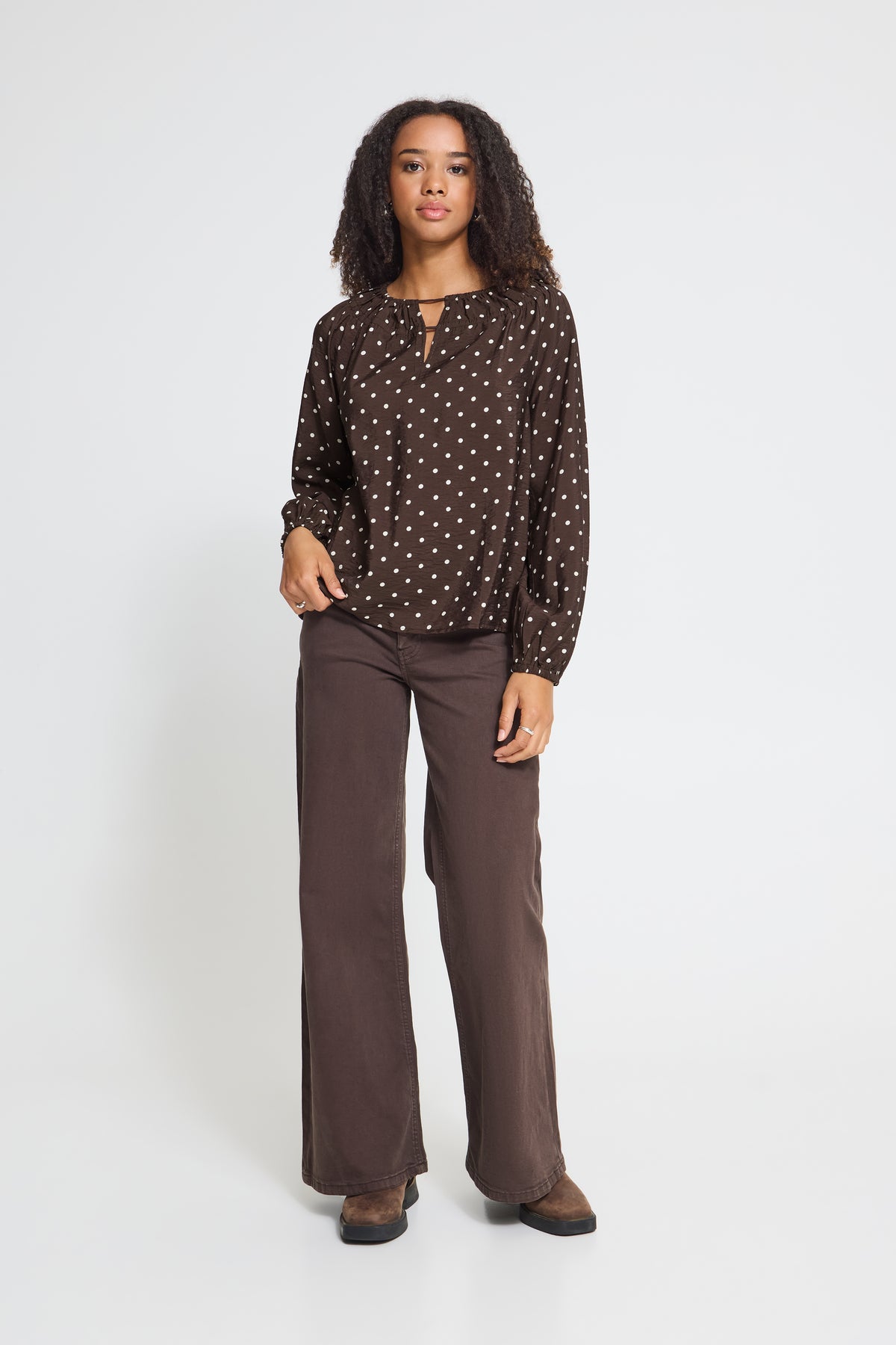 Ichi Forana Blouse Coffee Bean / Birch Dot