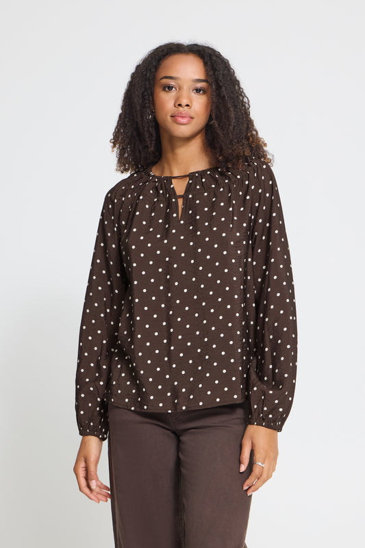 Ichi Forana Blouse Coffee Bean / Birch Dot