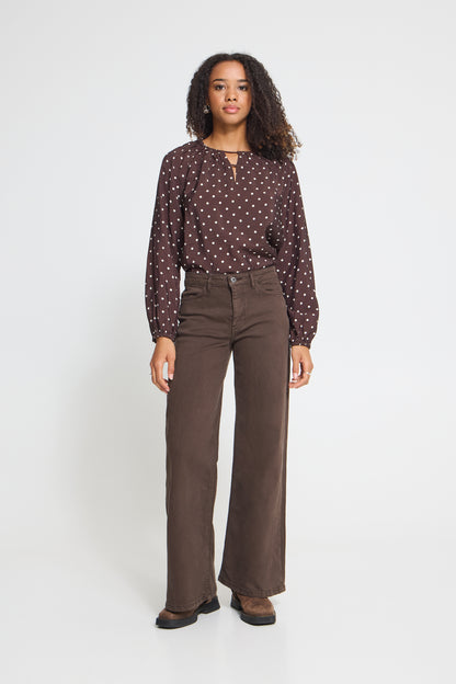 Ichi Ziggy Wide Jeans Coffee Bean