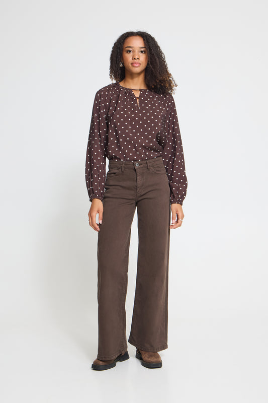 Ichi Ziggy Wide Jeans Coffee Bean