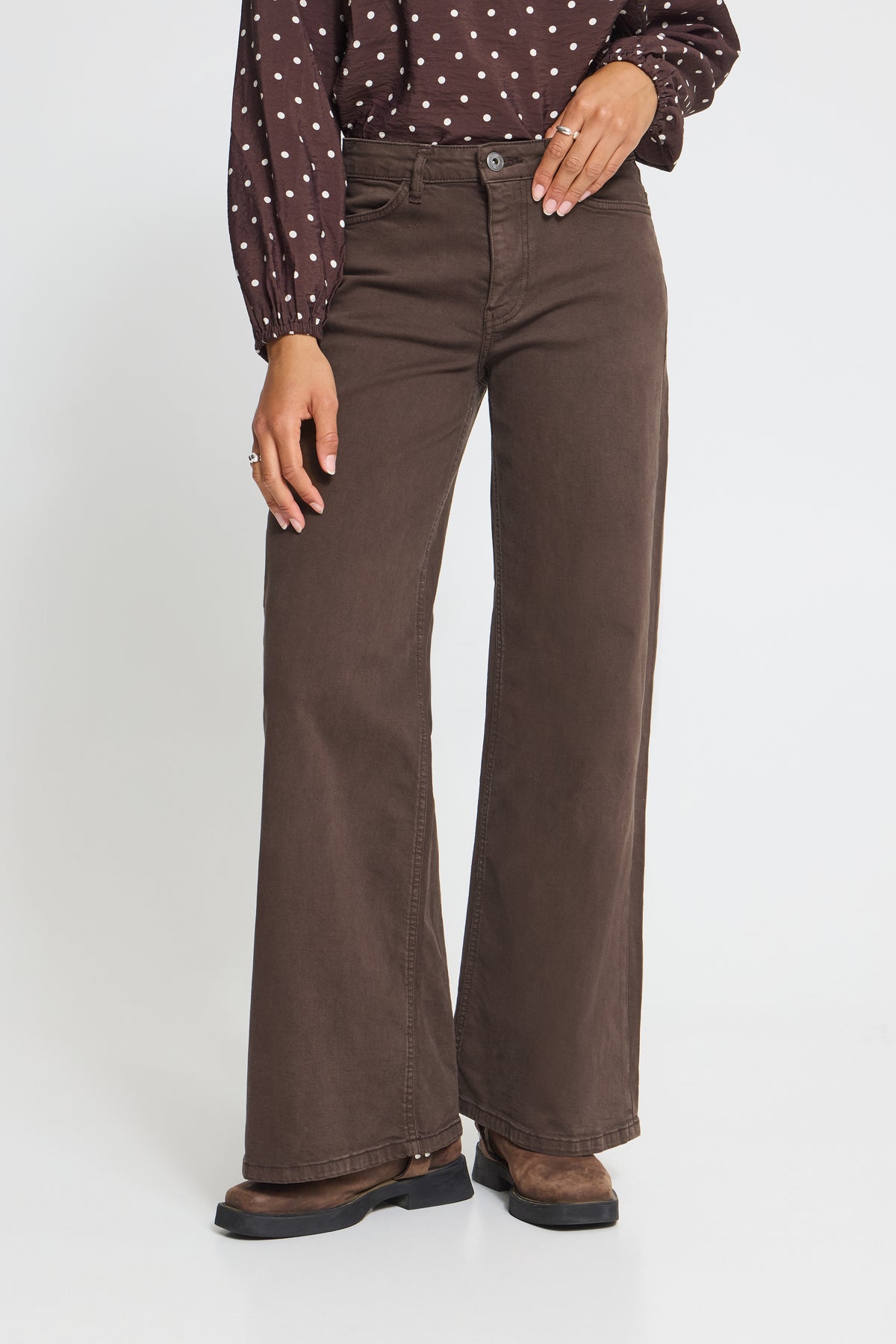 Ichi Ziggy Wide Jeans Coffee Bean