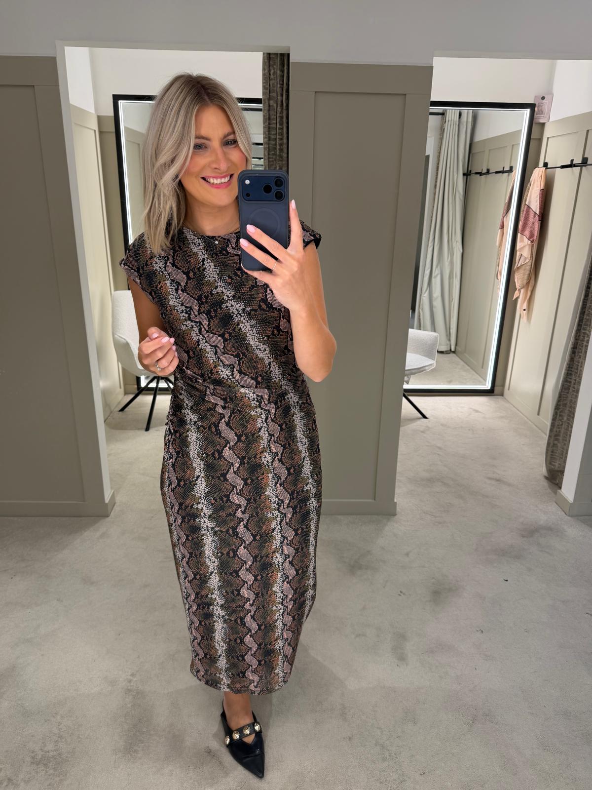 French Connection Lola Print Mesh Dress Black Multi