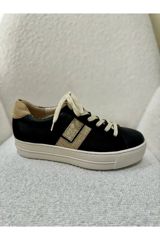 AW24 Paul Green Black & Suede Mix Trainer