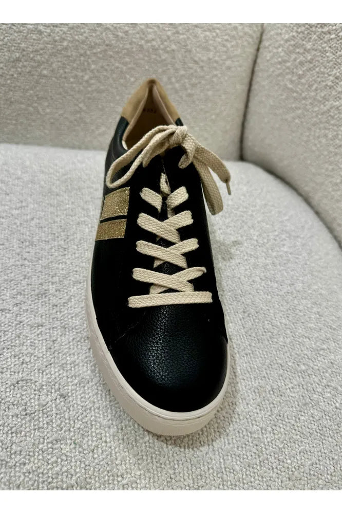 AW24 Paul Green Black & Suede Mix Trainer