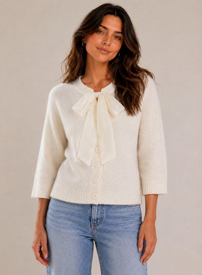Daisy Cardigan Bow Neck Detail