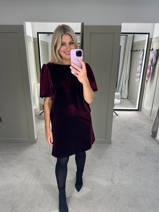 Kayla Wine Velvet Dress
