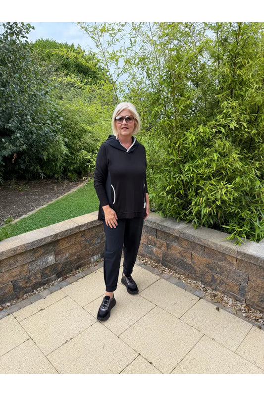 NAYA Hooded Top Ribbed Trim