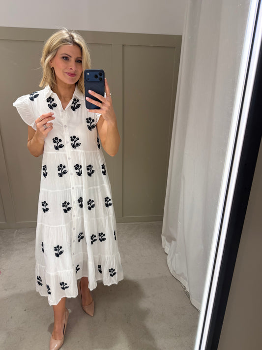 Dream Myrtia Dress White/Navy