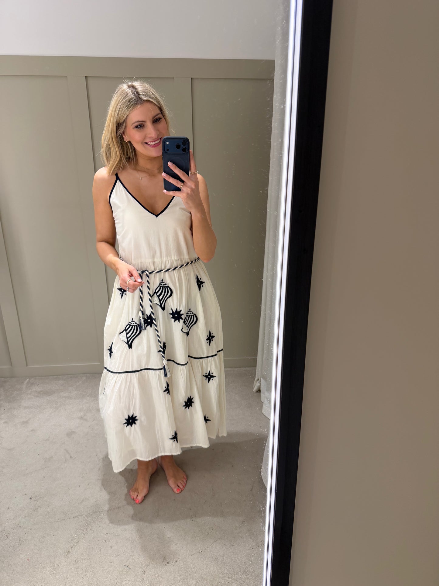 Dream Nautika Dress Ecru/Navy