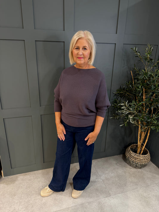 D.E.C.K Slate Ribbed Batwing Knit