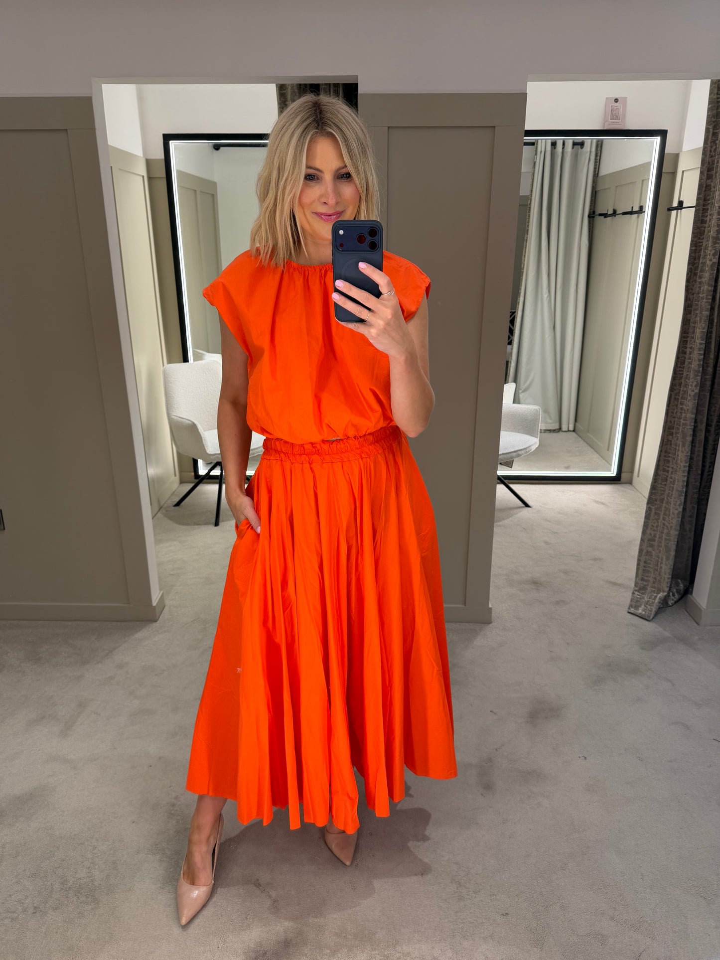 Sen Cotton Gilet/Skirt Set Orange