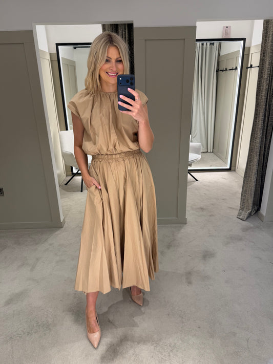 Sen Cotton Gilet/Skirt Set Sand