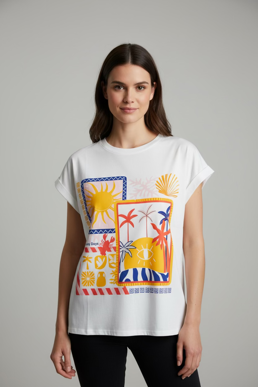 Carla Tile Beach Graphic T-Shirt