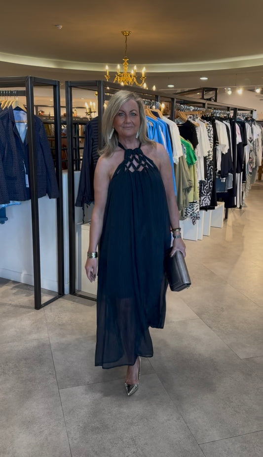French Connection Braided Ring Detail Dress-Navy