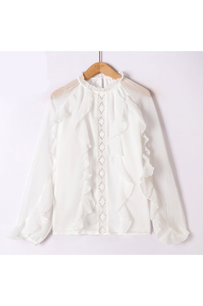 Killy Mesh Frill Blouse White