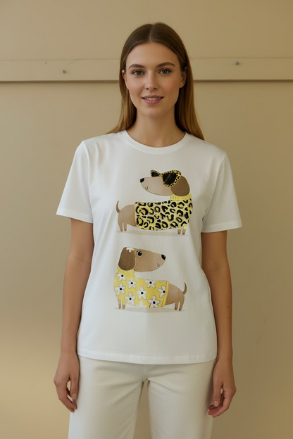 Carla Leopard Sausage Dog T-Shirt
