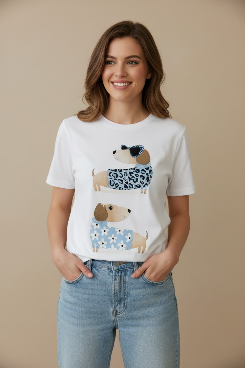 Carla Leopard Sausage Dog T-Shirt