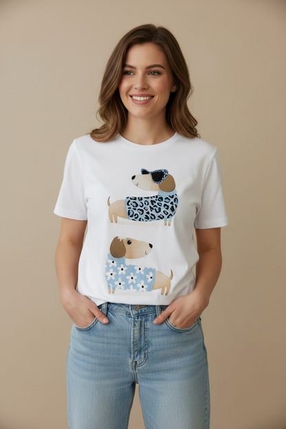 Carla Leopard Sausage Dog T-Shirt