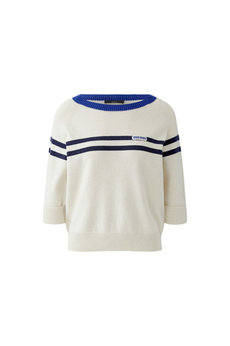 Oui Pullover White Blue 97974