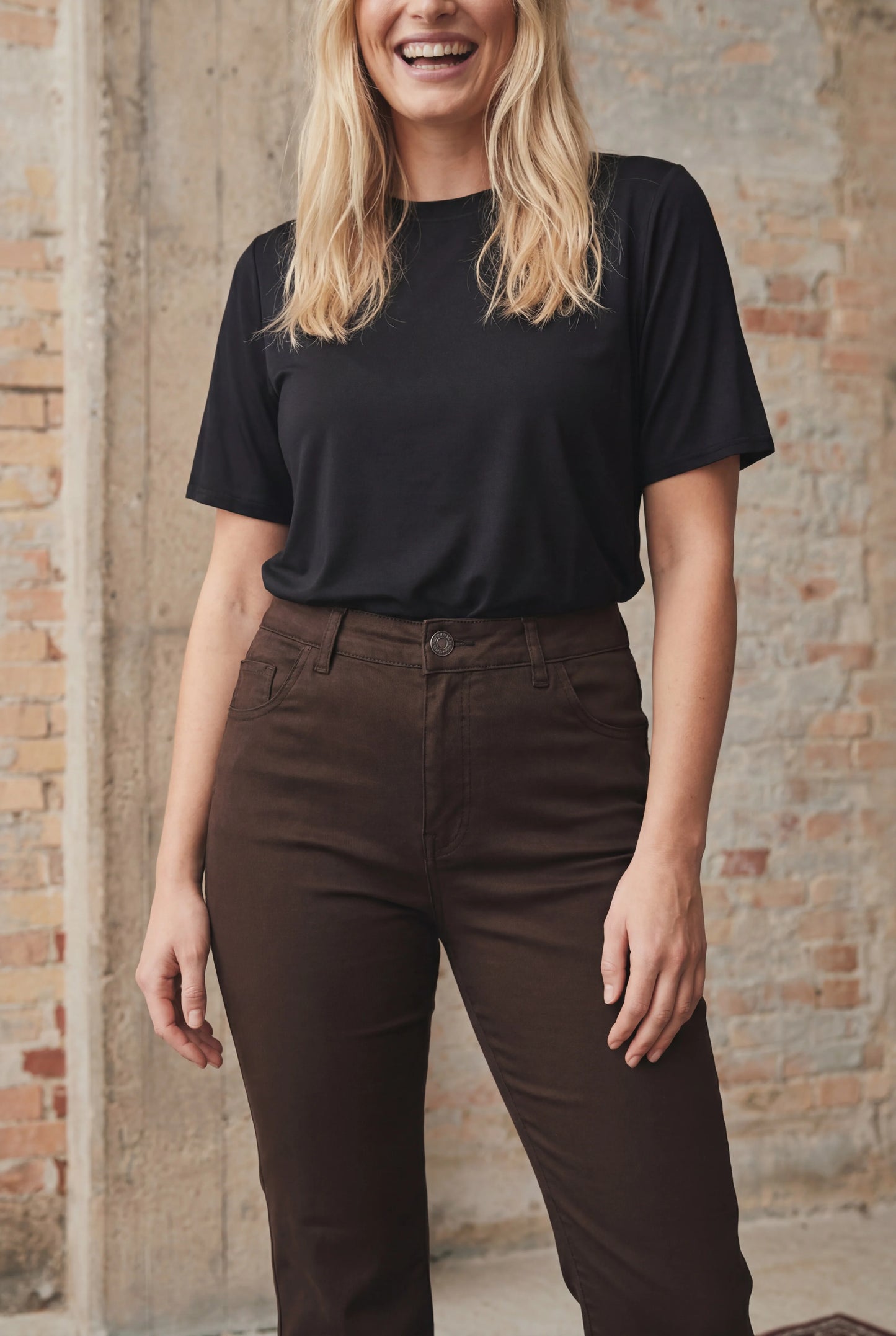 I Say Flare Coated Trouser-Dark Brown