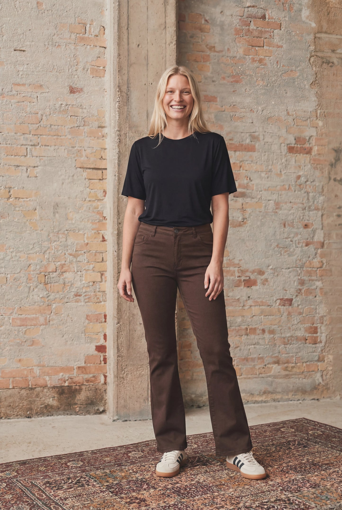 I Say Flare Coated Trouser-Dark Brown