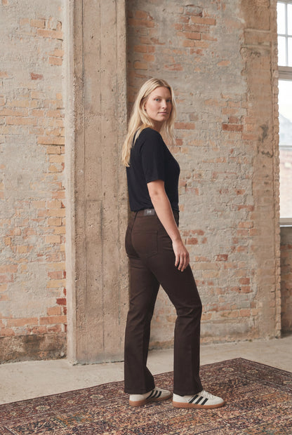 I Say Flare Coated Trouser-Dark Brown