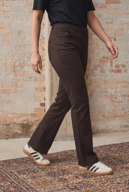 I Say Flare Coated Trouser-Dark Brown