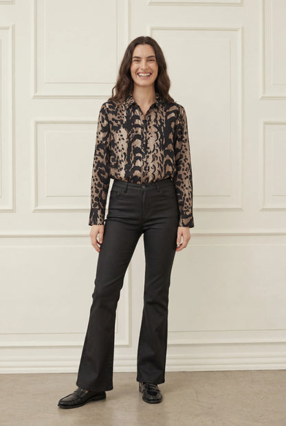 I Say Flare Coated Trouser-Black
