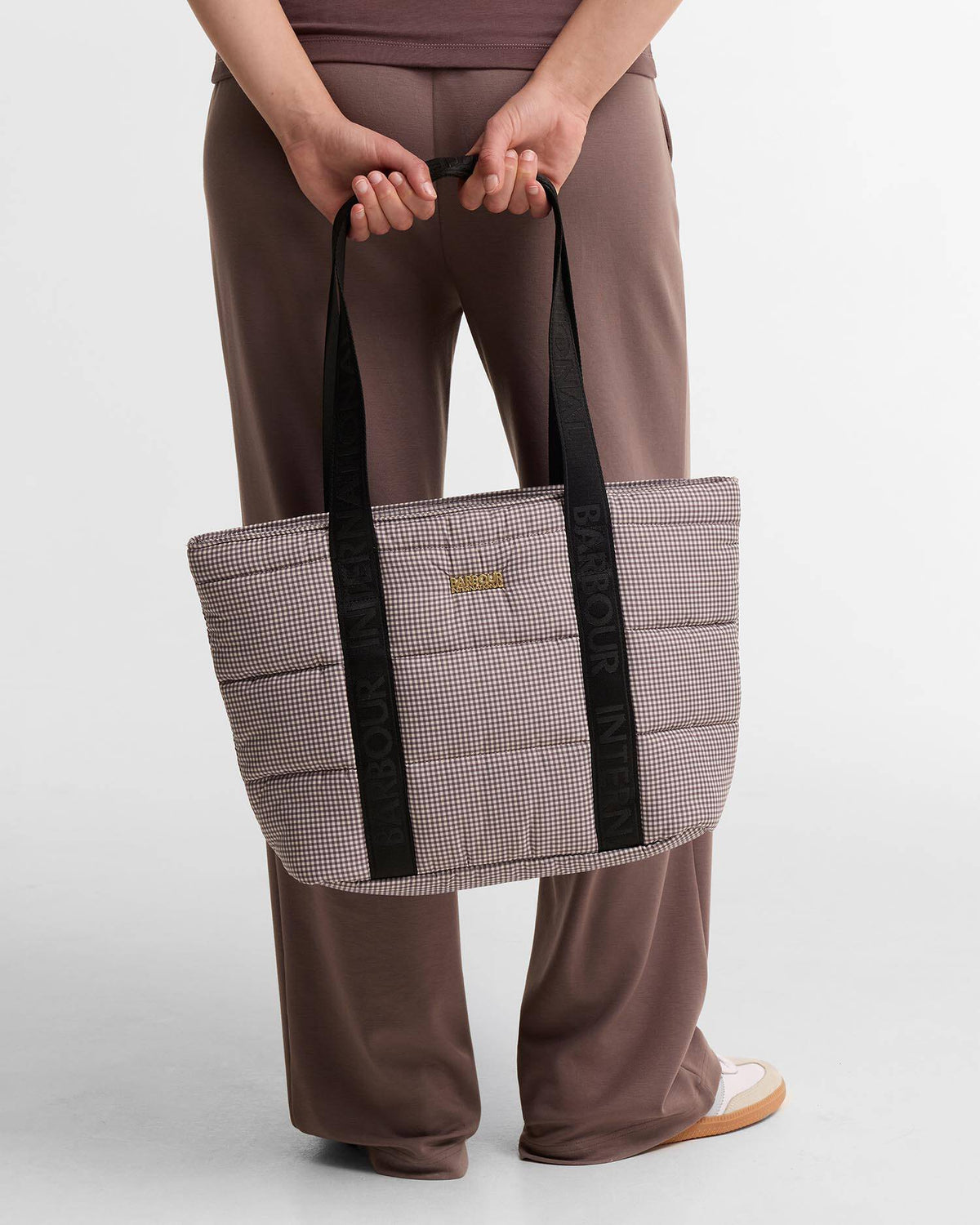 Barbour Monaco Check Tote Bag Truffle