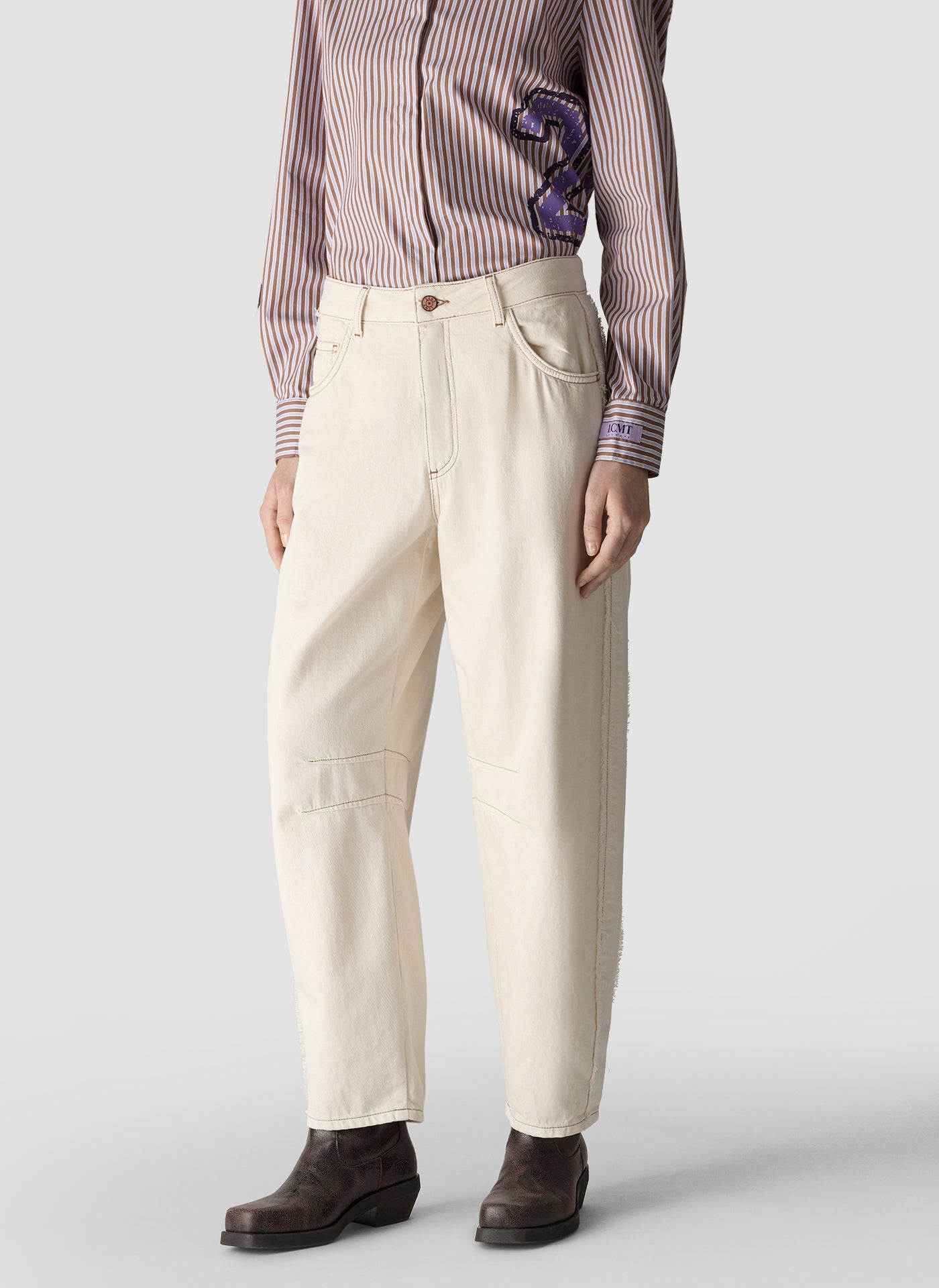 Le Comte Barrel Trousers-Macadamia