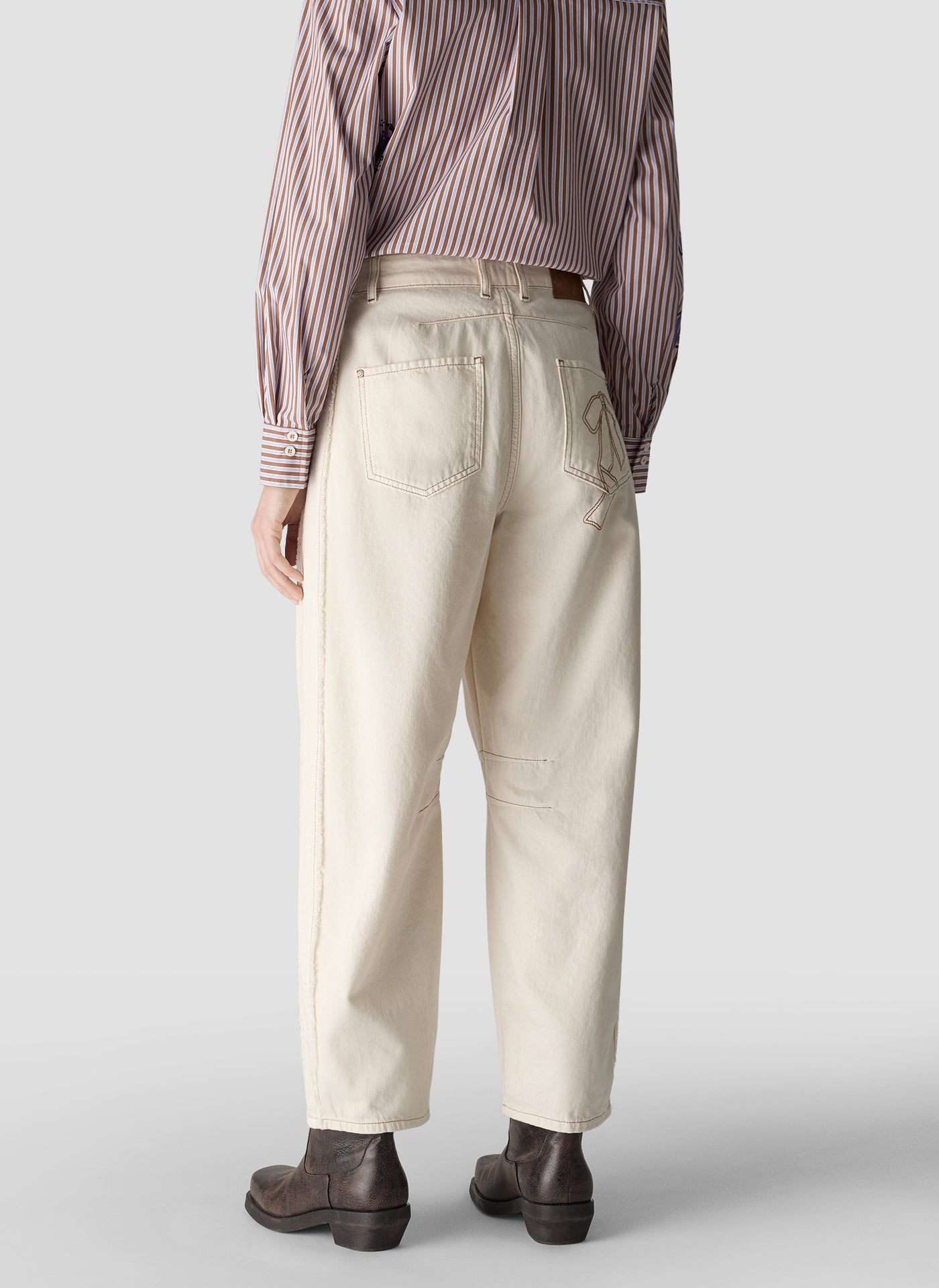 Le Comte Barrel Trousers-Macadamia