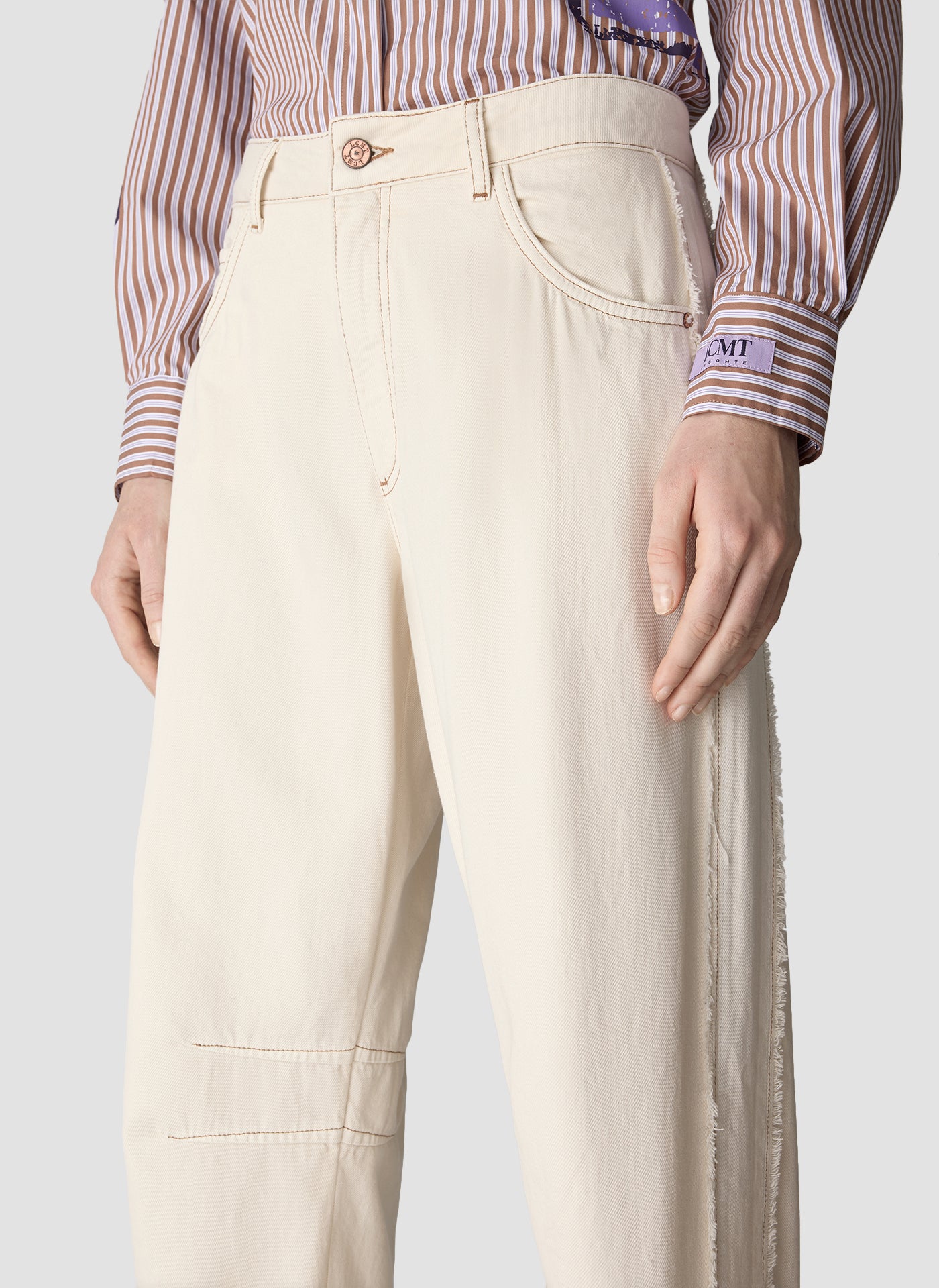 Le Comte Barrel Trousers-Macadamia