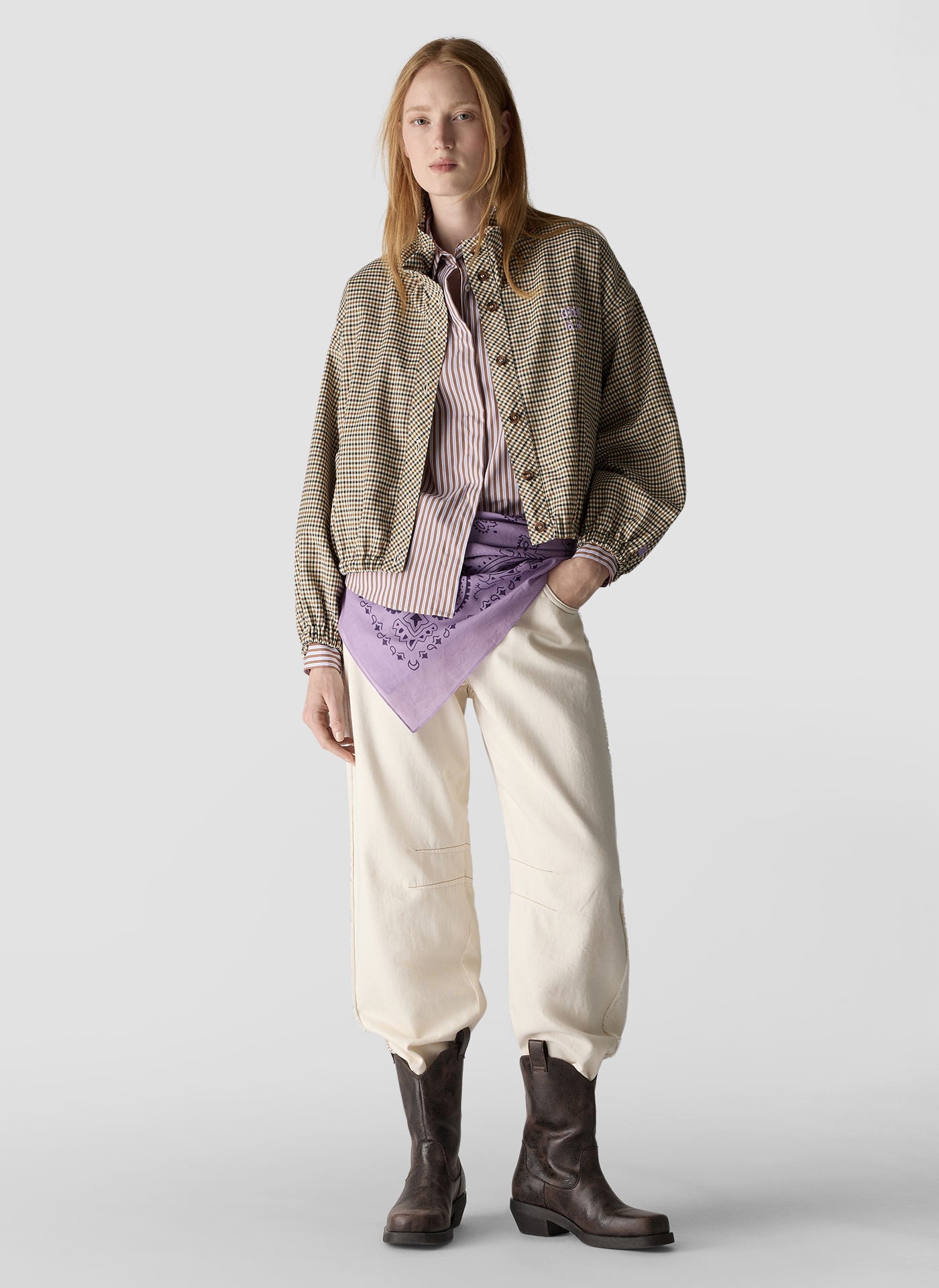 Le Comte Check Trench Jacket-Cinnamon