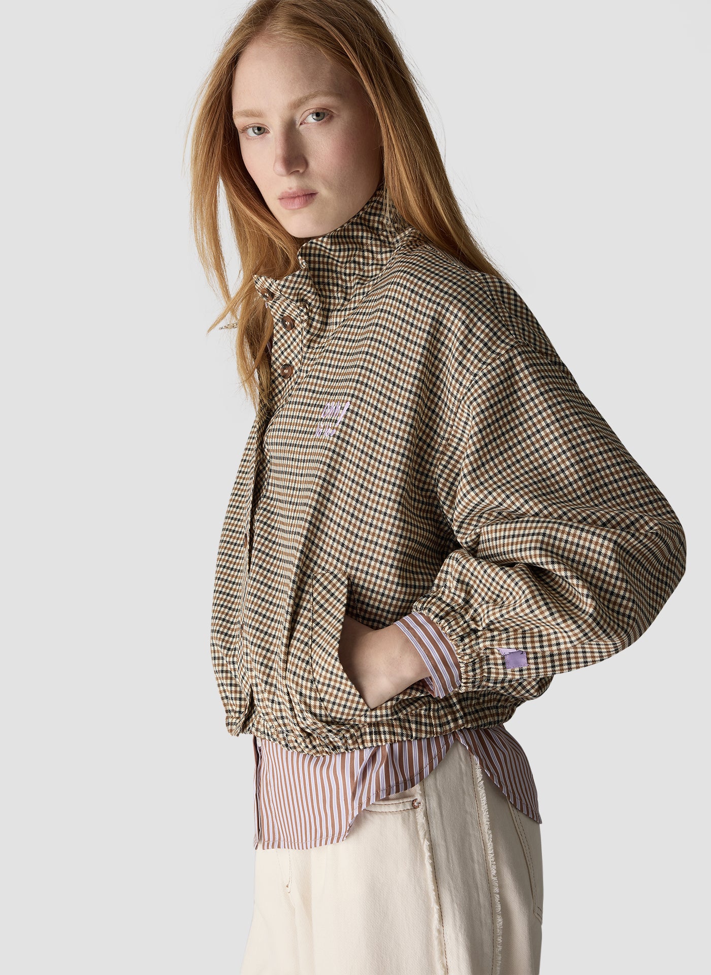 Le Comte Check Trench Jacket-Cinnamon