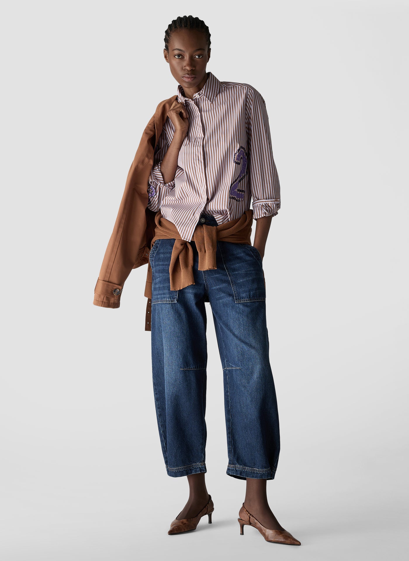 Le Comte Stripe Blouse-Cinnamon