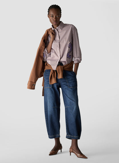 Le Comte Stripe Blouse-Cinnamon