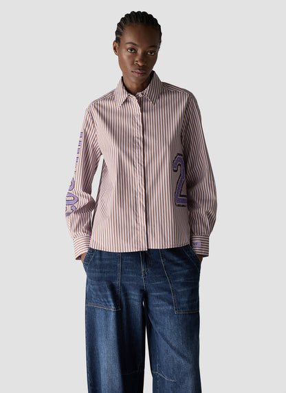Le Comte Stripe Blouse-Cinnamon