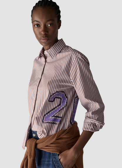 Le Comte Stripe Blouse-Cinnamon